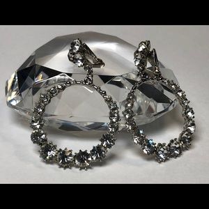 Vintage ORA Rhinestone Silver Tone Clip Earrings